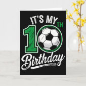 サッカー好きな10歳の誕生日おめでとう！10歳の誕生日  カード (黄色い花)