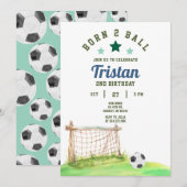 サッカー好きな2歳の誕生日パーティに サッカー ボール 2歳 誕生日 招待状 (正面/裏面)
