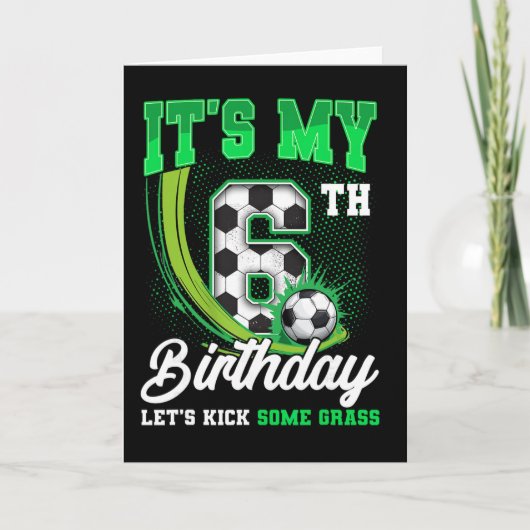 サッカー好きな6歳の誕生日おめでとう！サッカー少年 カード (正面)