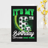 サッカー好きな6歳の誕生日おめでとう！サッカー少年 カード (黄色い花)