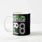 サッカー好きな8歳の誕生日おめでとう! サッカー男子の8歳の誕生日 コーヒーマグカップ (左)