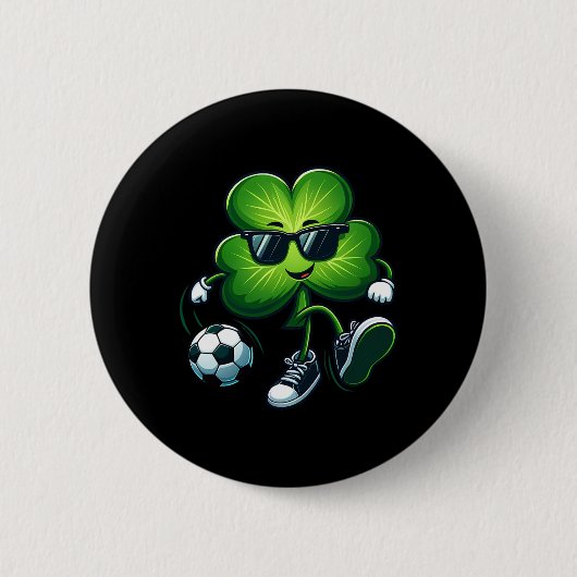 サッカー好きの選手St patricks day・シャムロック・メンズ 缶バッジ (正面)
