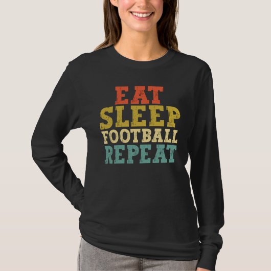 サッカー好き食べはスリープフットボールリピート Tシャツ (正面)