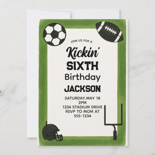 サッカー子供の誕生日パーティの招待状 招待状 (正面)
