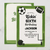 サッカー子供の誕生日パーティの招待状 招待状 (正面/裏面)
