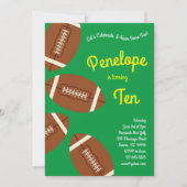 サッカー子供の誕生日パーティースポーツグリーンボーイズ 招待状 (正面)