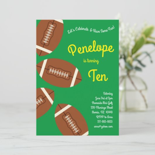 サッカー子供の誕生日パーティースポーツグリーンボーイズ 招待状 (スタンド正面)