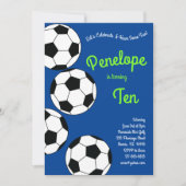 サッカー子供の誕生日パーティースポーツブルーボーイズ 招待状 (正面)