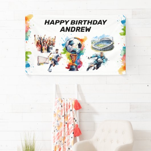 サッカー子供の誕生日パーティーバナー 横断幕 (インサイチュ)
