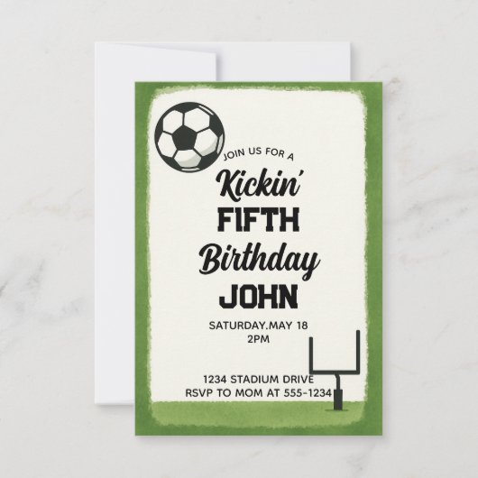 サッカー子供の誕生日パーティー 招待状 (正面)