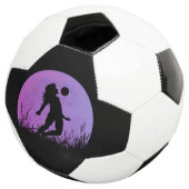 サッカー少女のシルエット 月光 サッカーボール (3/4)