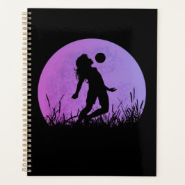 サッカー少女のシルエット 月明かり プランナー手帳