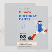 サッカー少女の誕生日 招待状 (正面/裏面)