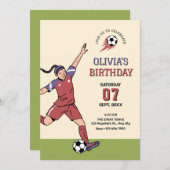 サッカー少女 招待状 (正面/裏面)