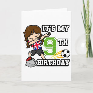 サッカー少女 私の9歳の誕生日 イギリス フラグ カード