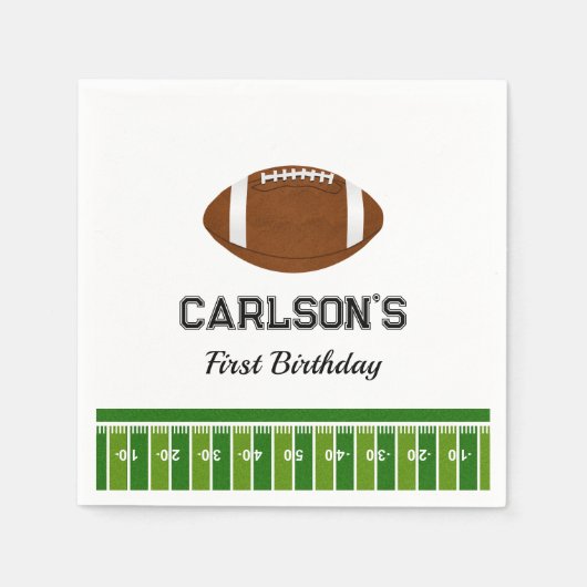 サッカー少年の最初の誕生日パーティー スタンダードカクテルナプキン (正面)