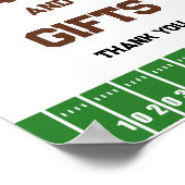 サッカー少年の赤ちゃんシャワーのギフトとカードのサイン ポスター (角)