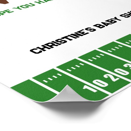 サッカー少年の赤ちゃんシャワー食品の好意サイン ポスター (角)