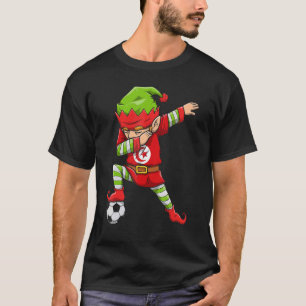 サッカー少年ダビング小妖精や小人分隊クリスマスチュニジアフー Tシャツ
