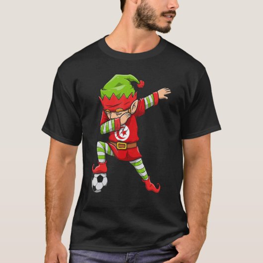 サッカー少年ダビング小妖精や小人分隊クリスマスチュニジアフー Tシャツ (正面)