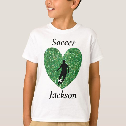 サッカー少年パーソナライズされた名サッカーボール Tシャツ (正面)