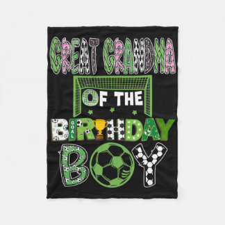 サッカー少年誕生日のおひいおばあちゃん フリースブランケット