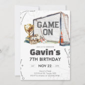 サッカー少年誕生日ゲームオン 招待状 (正面)