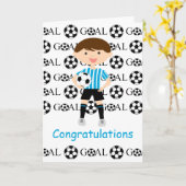 サッカー少年1おめでとうカード カード (黄色い花)