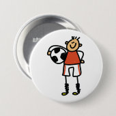 サッカー少年 ステックフィギュア 缶バッジ (正面&裏面)