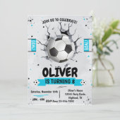 サッカー少年 ブルー 誕生日 ご招待状 招待状 (スタンド正面)