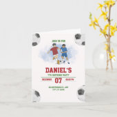 サッカー少年 誕生日招待状テンプレート カード (黄色い花)