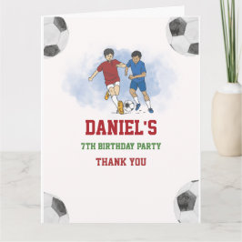 サッカー少年 誕生日招待状テンプレート サンキューカード