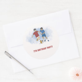 サッカー少年 誕生日招待状テンプレート ラウンドシール