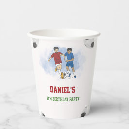 サッカー少年 誕生日招待状テンプレート 紙コップ