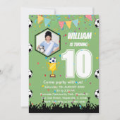 サッカー少年 誕生日招待状 カード 名前入れ可能 (正面)
