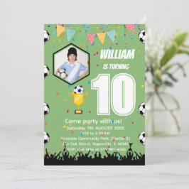 サッカー少年 誕生日招待状 カード 名前入れ可能