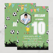 サッカー少年 誕生日招待状 カード 名前入れ可能 (正面/裏面)