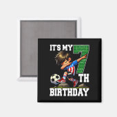 サッカー少年 7歳の誕生日 アメリカ国旗 マグネット (正面/裏面)