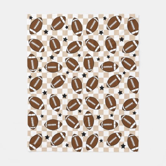 サッカー市松模様にスポーツパターン（の模様が）ある フリースブランケット (正面)