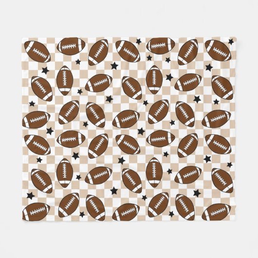サッカー市松模様にスポーツパターン（の模様が）ある フリースブランケット (正面(横))