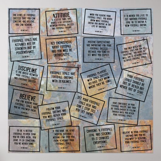 サッカー引用文コラージオン石板 ポスター