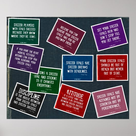 サッカー引用文10ポスターコラージュinデニム ポスター (正面)