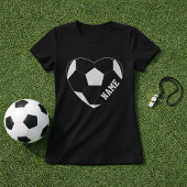 サッカー愛ハートカスタムプレイヤー名 Tシャツ