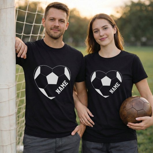 サッカー愛ハートカスタムプレイヤー名 Tシャツ