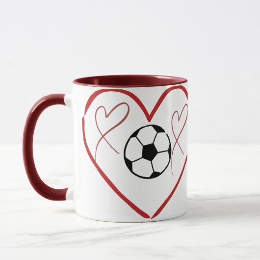 サッカー愛ハート マグカップ (左)