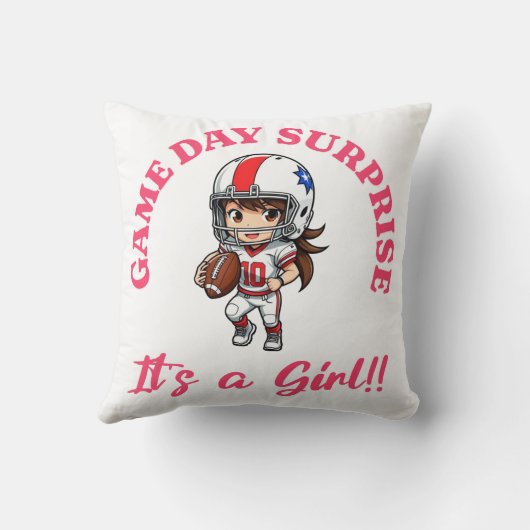 サッカー愛好家のためのゲームデイサプライズその女の子 クッション (裏面)