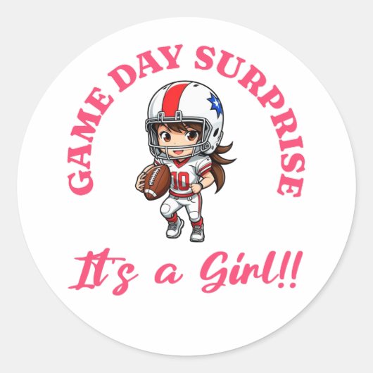 サッカー愛好家のためのゲームデイサプライズその女の子 ラウンドシール (正面)
