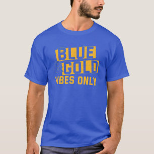サッカー愛好家のための青と金ゴールドのサッカーの試合日 Tシャツ