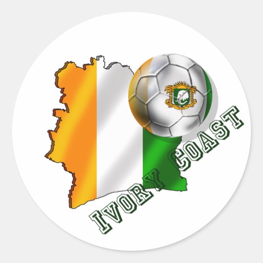 サッカー愛好家のアイボリーの贈り物の地図 ラウンドシール (正面)