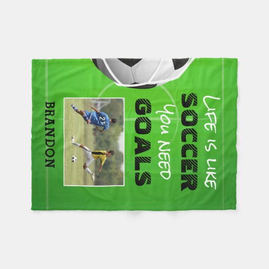 サッカー感動的引用文写パーソナライズされた真 フリースブランケット (正面(横))